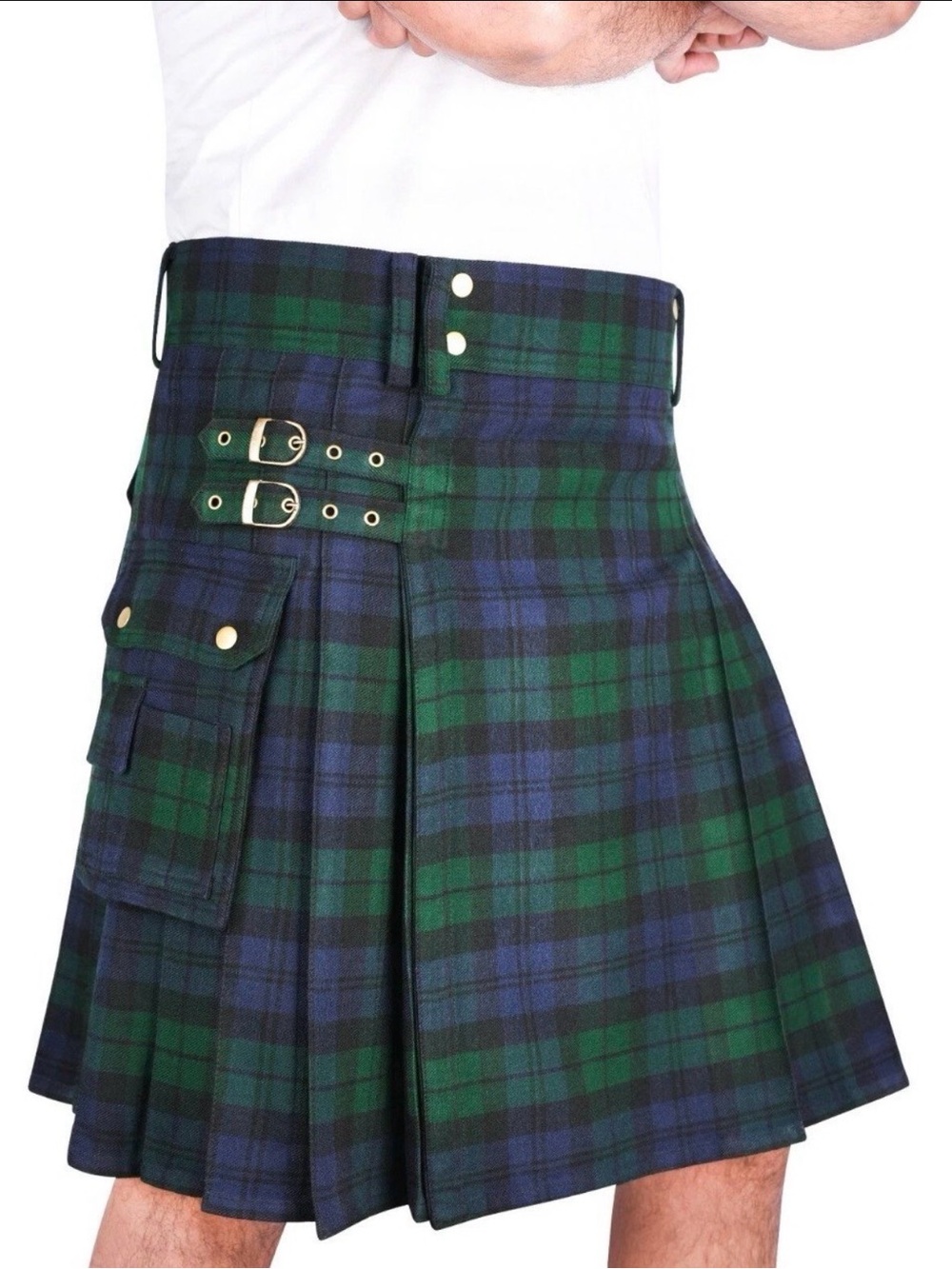 Scarlet Darkness Green Navy Plaid Men’s Kilt M L
